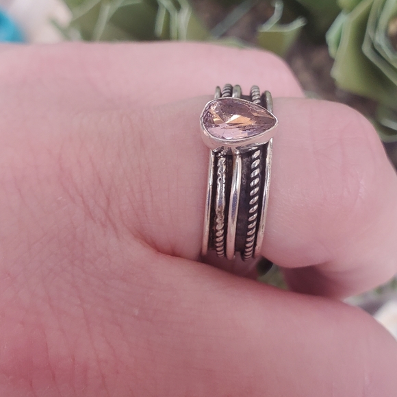 New Pink Topaz 925 Silver Spinner Meditation Ring. - Picture 4 of 11